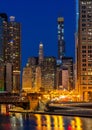 Chicago downtown night sunset Royalty Free Stock Photo