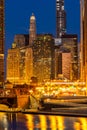 Chicago downtown night sunset Royalty Free Stock Photo