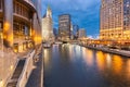 Chicago downtown night sunset Royalty Free Stock Photo