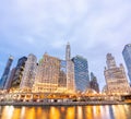 Chicago downtown night sunset Royalty Free Stock Photo