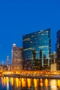 Chicago downtown night sunset Royalty Free Stock Photo