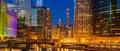 Chicago downtown night sunset panorama Royalty Free Stock Photo