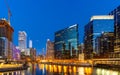 Chicago downtown night sunset panorama Royalty Free Stock Photo