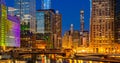 Chicago downtown night sunset panorama Royalty Free Stock Photo