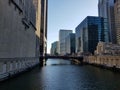 Chicago downtown river in finance center Royalty Free Stock Photo