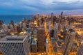 Chicago downtown skyline at night, Illinois Royalty Free Stock Photo