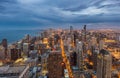 Chicago Downtown Skyline At Night, Illinois