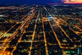 Chicago downtown skyscrapers at night. View from Willis Tower Royalty Free Stock Photo