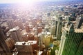 Chicago downtown streets and skyscraper buildings view Royalty Free Stock Photo