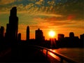 Chicago downtown sunset Royalty Free Stock Photo