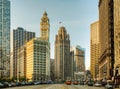 Chicago downtown with the Wrigley building Royalty Free Stock Photo