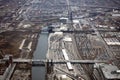 Chicago east and chinatown view from sky.