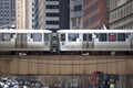 The Chicago El Train crossing a bridge - Chicago, IL USA