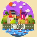 Chicago - Flat design city vector illustration