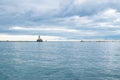 Chicago Harbor Lighthouse on Overcast Day Royalty Free Stock Photo