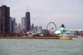 Chicago Harbor Southeast Guidewall Lighthouse Royalty Free Stock Photo