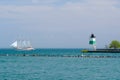 Chicago Harbor Southeast Guidewall Lighthouse Royalty Free Stock Photo