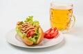 Chicago Hotdog and a Glass of Beer