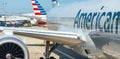 CHICAGO, IL - JULY 27, 2017: American Airlines plane on the airport. The company is based on Dallas, TX