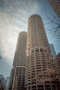 Chicago, IL - March 10th, 2020: The Marina Towers built on the Chicago river with their round segmented aesthetic resembling that Royalty Free Stock Photo