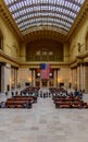 Chicago, IL - May 10 2022: People lining in a Queue for train boarding at Chicago Union Station