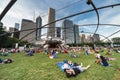 Chicago, IL/USA - circa July 2015: People at Jay Pritzker Pavilion at Millennium Park in Chicago, Illinois Royalty Free Stock Photo