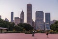 Chicago, IL/USA - circa July 2015: View of Chicago Downtown from Grant Park, Illinois Royalty Free Stock Photo