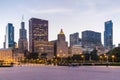 Chicago, IL/USA - circa July 2015: View of Chicago Downtown from Grant Park, Illinois Royalty Free Stock Photo