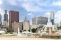 Buckingham Fountain with the downtown Chicago skyline in the background. Royalty Free Stock Photo