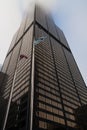 Willis Tower skyscraper in downtown Chicago, Illinois reaching into the clouds Royalty Free Stock Photo