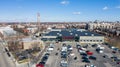 Drone shot of a Menards home improvement store in Chicago, IL. Royalty Free Stock Photo