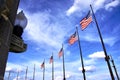 American Flags on the lakeside at Navy Pier. Chicago, IL, USA. September 16, 2016. Royalty Free Stock Photo