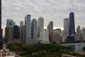 The Chicago Skyline and Lake Michigan seen from a gondola on the Navy Pier Ferris Wheel. Royalty Free Stock Photo