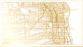 Chicago Illinois City Map in Retro Style in Golden Color. Outline Map Royalty Free Stock Photo