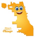 Chicago Illinois city map with smiling face illustration Royalty Free Stock Photo