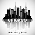 Chicago Illinois city skyline silhouette. Typographic Design Royalty Free Stock Photo