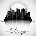 Chicago Illinois city skyline silhouette. Typographic Design