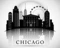 Chicago Illinois city skyline silhouette. Typographic Design Royalty Free Stock Photo