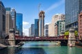 Chicago Illinois city skyscrapers, blue sky background Royalty Free Stock Photo