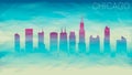 Chicago Illinois City USA Skyline vector Silhouette. Broken Glass Abstract Geometric Dynamic Textured. Banner Background. Colorful Royalty Free Stock Photo