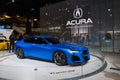 Blue Acura Type S concept sports car displayed at McCormick Place