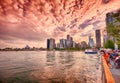 Beautiful Chicago skyline during sunset.