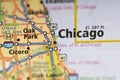 Chicago, Illinois on map Royalty Free Stock Photo