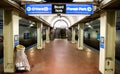 Washington `L` rapid transit station on the CTA`s Blue Line in Chicago