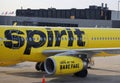 Spirit Airlines Airbus A320 on tarmac at O`Hare International Airport in Chicago