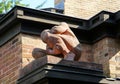 Chicago, Illinois, U.S - October 14, 2018 - An old statue on top of the house designed by Frank Lloyd Wright