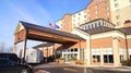 CHICAGO, ILLINOIS, UNITED STATES - DEC 11, 2015: Driveway of a typical hotel in suburban Chicago