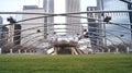 CHICAGO, ILLINOIS, UNITED STATES - DEC 12th, 2015: Downtown skyline view from Jay Pritzker Pavilion theatre at the