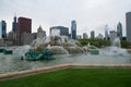 CHICAGO, ILLINOIS, UNITED STATES - MAY 11th, 2018: Buckingham Fountain is one of the largest in the world, in the windy Royalty Free Stock Photo