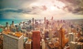 Chicago, Illinois, USA aerial downtown Skyline at Dusk Royalty Free Stock Photo